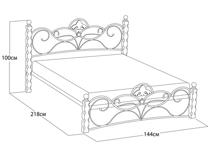 Кровать Garda 2R 140x200 Металл+массив Орех - Кровать из массива березы с фигурной металлической решеткой.
