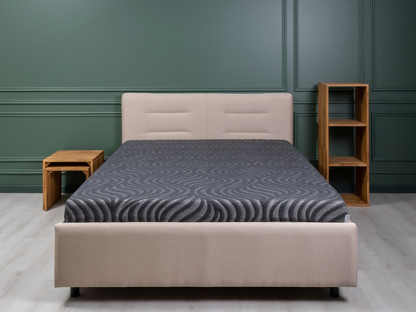 Кровать Nuvola-8 NEW 160x200 Ткань: Велюр Forest 741 Светло-фиолетовый - Кровать в лаконичном стиле с горизонтальной отстрочкой  в изголовье