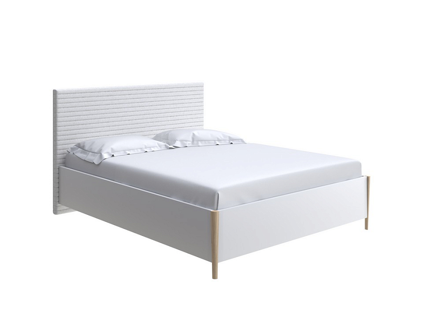 Кровать Rona 90x200  Белый/Лофти Мокко - Классическая кровать с геометрической стежкой изголовья