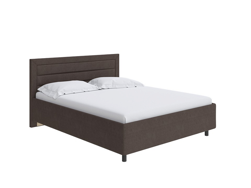 Кровать Next Life 2 90x200 Ткань: Флок Бентлей Айвори - Cтильная модель в стиле минимализм с горизонтальными строчками