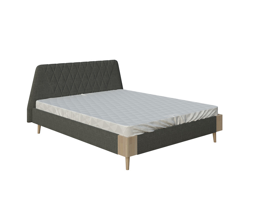 Кровать Lagom Hill Soft 140x190 Ткань/Массив (береза) Levis 62 Розовый/Масло-воск Natura (Береза) - Оригинальная кровать в обивке из мебельной ткани.