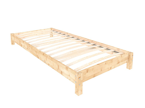 Бежевая кровать Happy - Односпальная кровать из массива сосны.