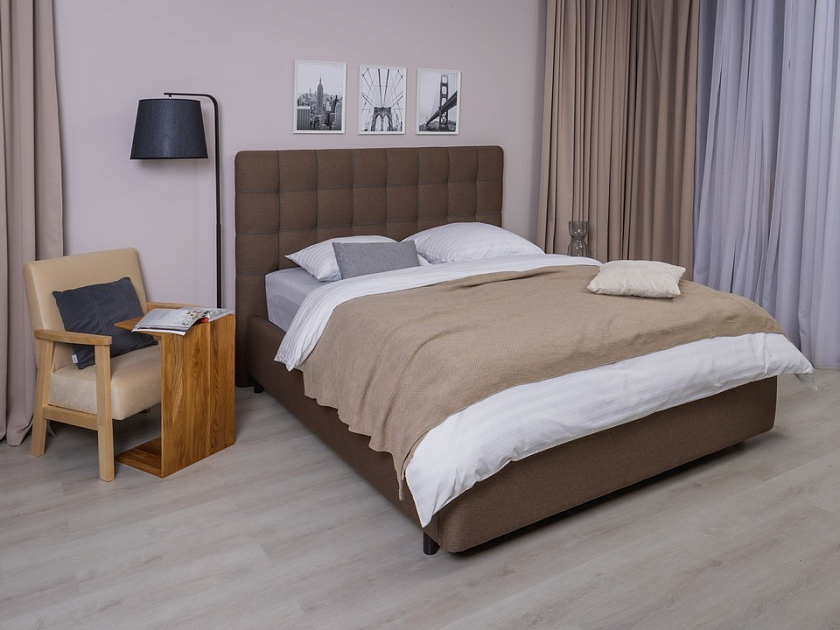 Кровать Leon 90x190 Ткань/Экокожа Casa Бежевый/Черный (TM-6) - Современная кровать, украшенная декоративным кантом.