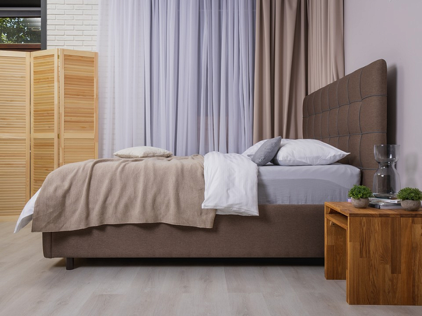 Кровать Leon 90x200 Экокожа/Ткань Бентлей Нежно-лиловый/Молочный перламутр - Современная кровать, украшенная декоративным кантом.