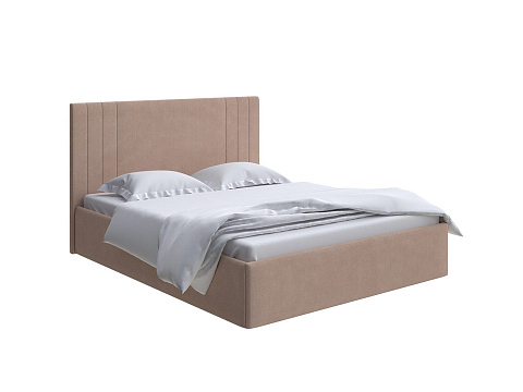 Коричневая кровать Liberty с подъемным механизмом - Аккуратная мягкая кровать с бельевым ящиком