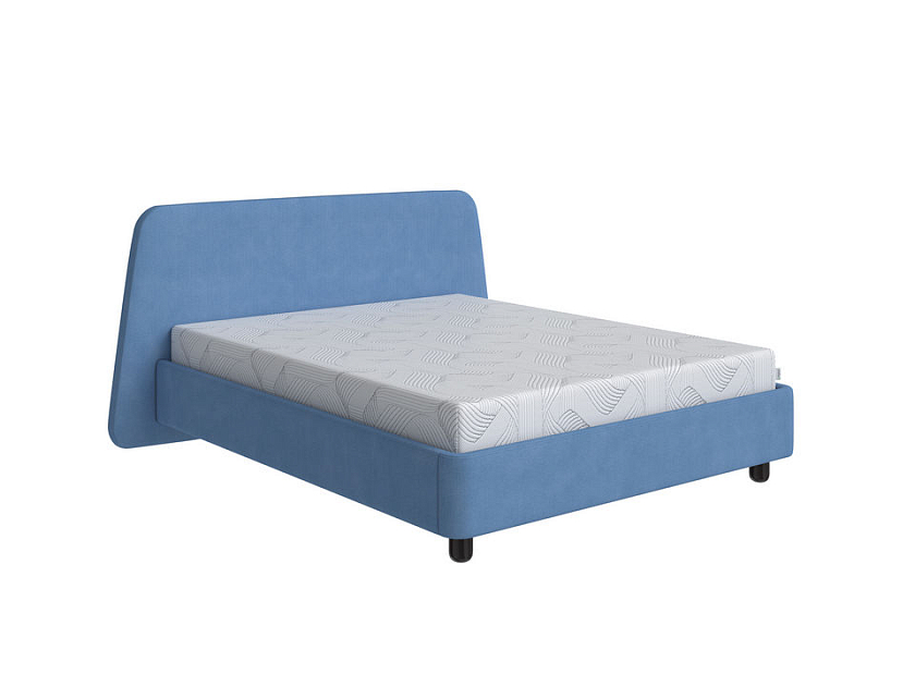 Кровать Sten Berg 160x190 Ткань/Массив (береза) Тетра Голубой/Венге - Симметричная мягкая кровать.