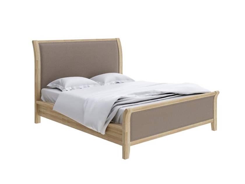 Кровать Dublin 160x200 Ткань/Массив Тетра Бежевый/Латте - Уютная кровать со встроенным основанием из массива сосны с мягкими элементами.