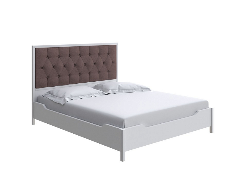 Кровать Vester 160x190 Ткань/Массив Лама Шоколад/Белая эмаль (сосна) - Современная кровать со встроенным основанием