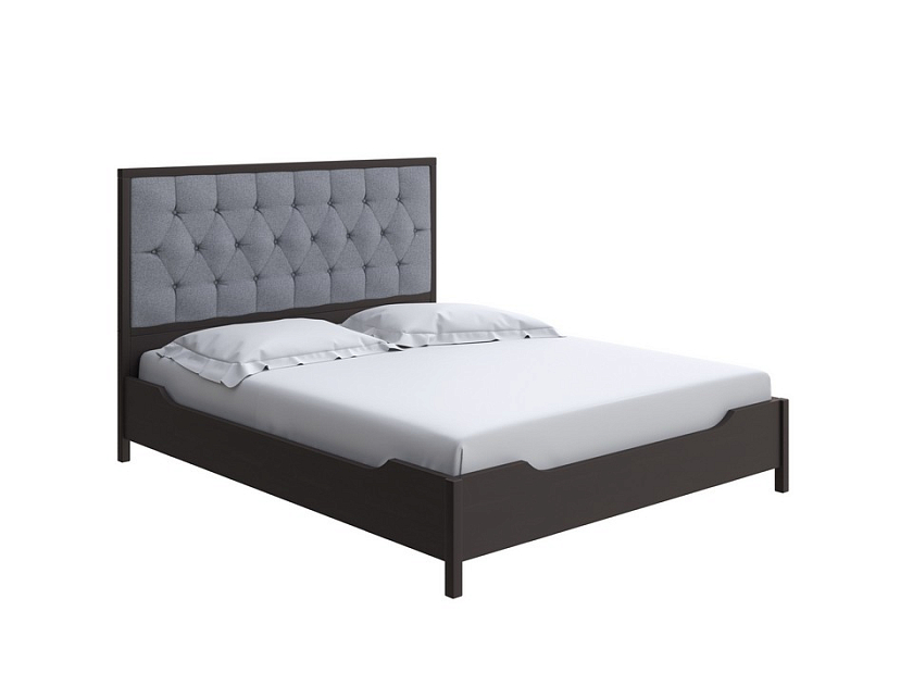 Кровать Vester 160x200 Ткань/Массив Лама Темно-серый/Венге (сосна) - Современная кровать со встроенным основанием