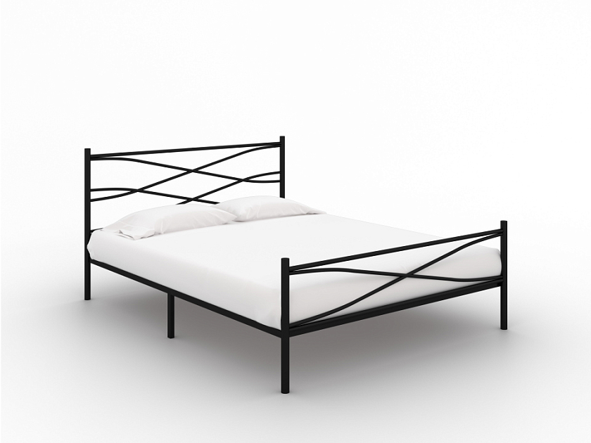 Кровать Страйп 120x200 Металл Черный - Изящная кровать с облегченной металлической конструкцией и встроенным основанием