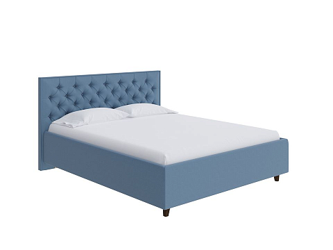 Серая кровать Teona - Кровать с высоким изголовьем, украшенным благородной каретной пиковкой.