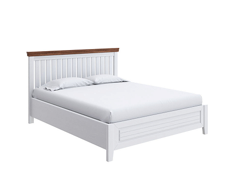 Большая кровать Olivia с подъемным механизмом - Кровать с подъёмным механизмом из массива с контрастной декоративной планкой.